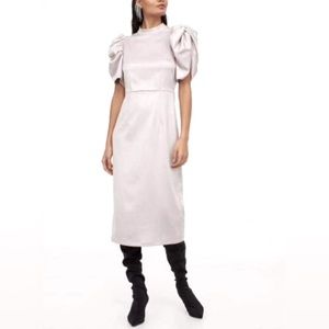 H&M Puff-sleeved Satin Dress